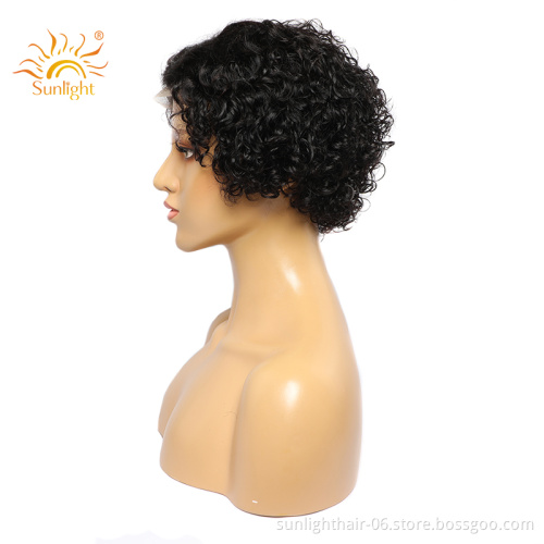 Sunlight 4x1Lace closure Wig Virgin Human Hair Pixie Cut Perruque Belle Short Weave Glueless Peruvian Front Pixie Curl human wig